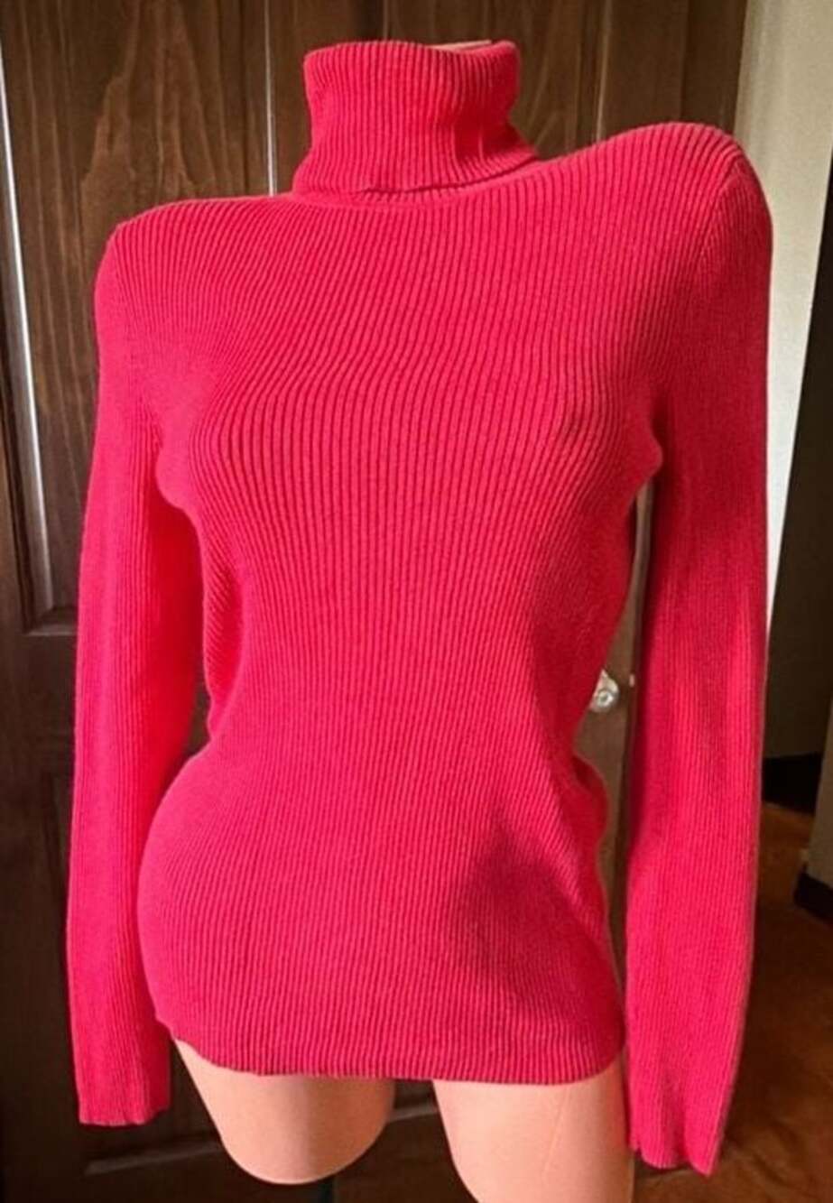Lauren Ralph Lauren Women's Ribbed Knit Cotton Turtleneck Sweater Red